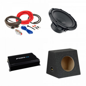 Pachet Subwoofer auto Hertz Cento CS 350W + Amplificator Deaf Bonce MFA 1.800 + Kit de cabluri complet - Img 2