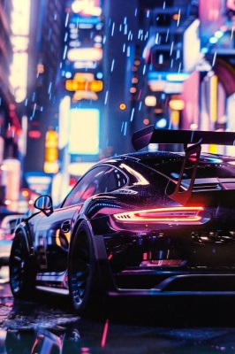 MetalPlates - Porsche 911 Neon City