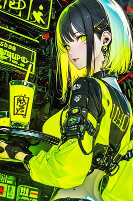MetalPlates - Cybergirl Neon Green