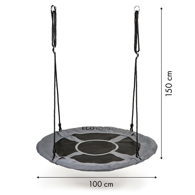 Leagan Pentru Copii, Tip Cuib de Barza, De Gradina, 100 cm, Sarcina Max 150 kg, Gri 6 - ABStore