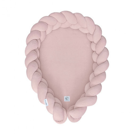 Babynest 2in1 pentru copii, cu margini impletite, din bumbac catifelat, Sparrow Velvet, Powder Pink