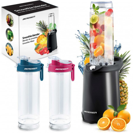 Blender pentru Smoothie de fructe, legume si gheata, Berdsen, BD-752, 700W, 2 sticle incluse