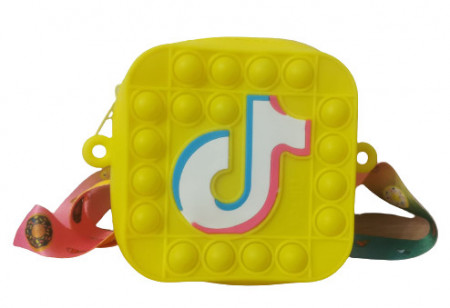 Jucarie senzoriala 4 in1, Fidget Toys, Geanta cu bule Pop It pentru copii, TikTok, Galbena