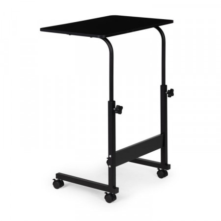 Masa pentru laptop, multfunctionala, cu roti, Modern Home, cadru metalic, blat MDF, Negru