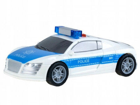 Masinuta de Politie, cu girofar, 4 sunete, lumini, 16 cm, Jokomisiada, ZA2204