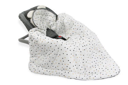 Paturica pentru Infasat Bebe in Scaun Auto, 91 x 91 cm, Fixata Cu Sistem Velcro, Tiny Star, Sweet Confetti & Beige