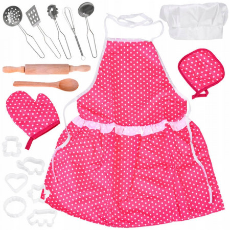Set pentru bucatarie, Sort pentru Micul Bucatar cu 18 accesorii, Jokomisiada, ZA4420, Roz