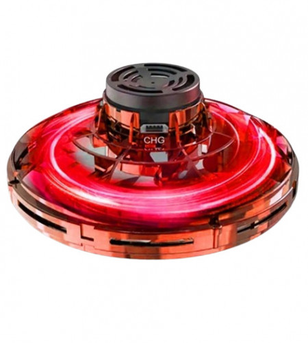 Spinner zburator antistres, Flying Gyro, cu functie de bumerang, incarcator USB, lumini LED, Rosu