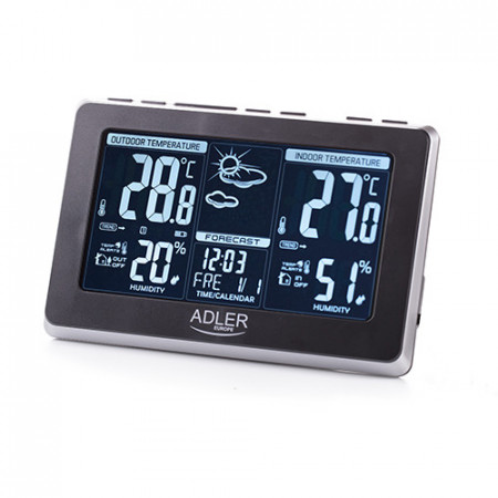 Adler - Statie meteo, termometru interior-exterior, ceas, alarma, AD 1175