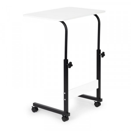 Masa pentru laptop, multfunctionala, cu roti, Modern Home, cadru metalic, blat MDF, Alb