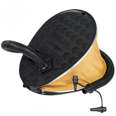 Pompa de umflat de picior, Bestway, 1.6L, 3 capuri interschimbabile, pentru piscine, saltele, jucarii, Galbena