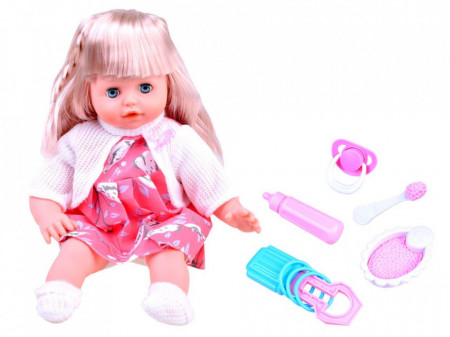 Papusa Bebe Realist, care plange, rade, 36 cm, cu suzeta, biberon