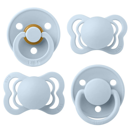 Set 4 suzete pentru bebelusi, Bibs, Try-it, tetina rotunda, simetrica si anatommica, 0 luni +, Baby Blue