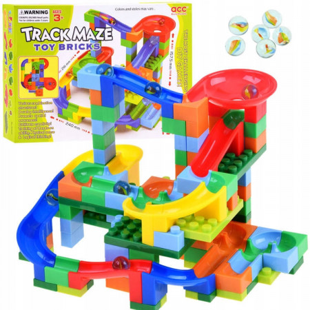 Set de construit interactiv, Pista pentru bile, 24 x 21,6 x 15,7 cm, 152 de elemente, Jokomisiada, ZA3228