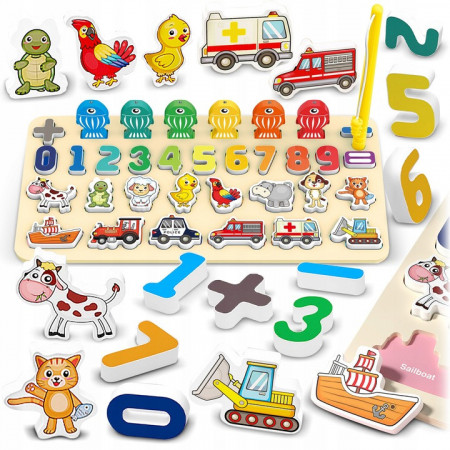 Tablita educativa 7in1, Ricokids, 781400, cu numere, animale si vehicule
