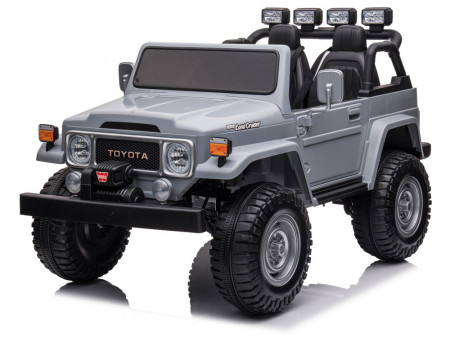 Masinuta Electrica Cu 2 Locuri, Pentru Copii, 4 motoare 24V 100W, baterie cu gel 24V/7Ah, telcomanda 2.4Ghz, 3 trepte de viteza, Toyota Land Cruiser, Gri