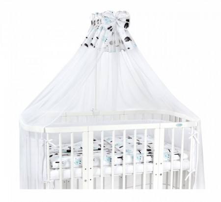 Set Lenjerie pentru Patut, Waldin, Evolutiv, cu 11 piese, baldachin, suport, perne, ceasafuri, asternuturi, Forest 8L