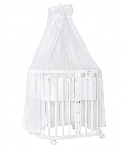 Set Patut Evolutiv pentru Copii, Multifunctional, 7in1, cu Saltele, Baldachin, Lenjerie si Aparatori Laterale, Transformabil, Masa de Schimbat, Co-Sleeping, Tarc de Joaca, Birou, Scaune, Waldin, Alb, Echipament Alb, 88