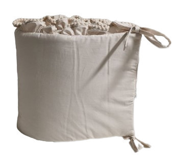 Aparatoare pentru patut copii, Bumbac, cu Pompoane Decorative Late, 180 x 30 cm, Koell, Boho, Bej Delicat