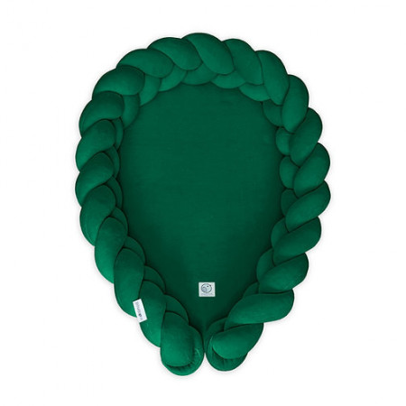 Babynest 2in1 pentru copii, cu margini impletite, din bumbac catifelat, Sparrow Velvet, Verde Smardald