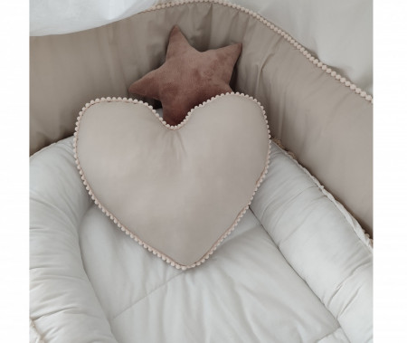 Perna decorativa, Forma Inima, Bumbac moale, Koell, Boho, Nisip