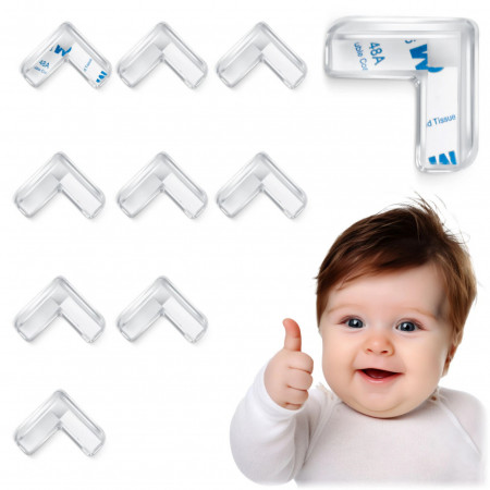 Set 10 Protectii Pentru Colturi, Pentru Siguranta Copiilor, Ricokids, autoadezive, silicon transparent