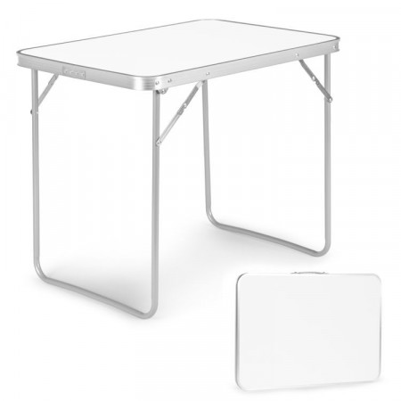 Masa Pliabila tip Valiza pentru Curte, Gradina sau Camping, Dimensiuni 70X50 cm, Culoare Alba