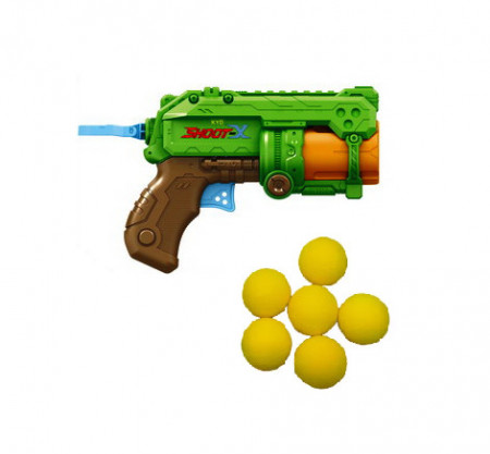 Pistol pentru copii, cu 6 bile de burete Soft Ball, Kid Shoot-X, Verde