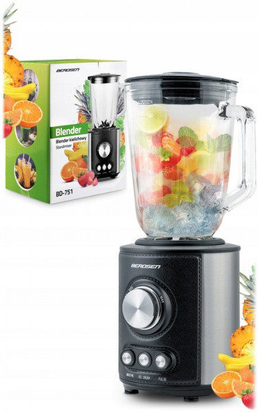 Blender cu cana mare pentru fructe, legume si gheata, Berdsen, BD-751, 800W, 3 functii de utilizare, capacitate bol 1.5L