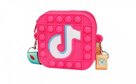 Jucarie senzoriala 4 in1, Fidget Toys, Geanta cu bule Pop It pentru copii, TikTok, Roz Inchis