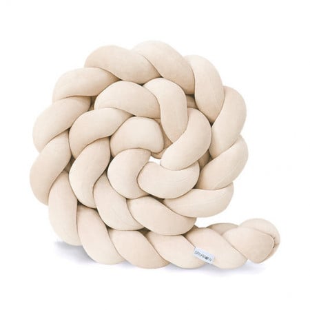 Protectie impletita pentru patut copii, din bumbac catifelat, Sparrow, Velvet Almond, 200 cm