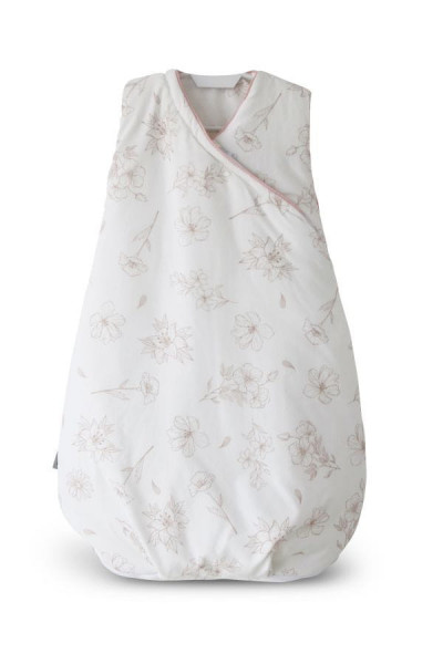 Sac de dormit pentru bebelusi Tiny Star Love, 75 cm, Bumbac, Alb / Imprimeu Flori