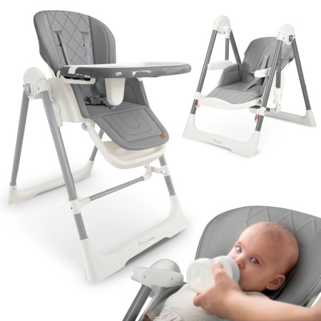 Scaun de masa reglabil, multifunctional, 3in1, transformabil in leagan, Nukido, Elite, Gri