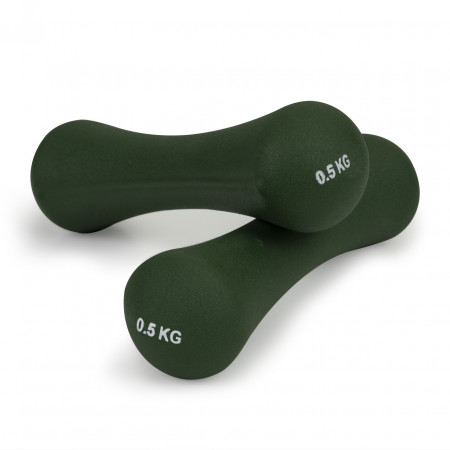 Set 2 Greutati pentru exercitii fizice, gantere, ModernHome, 2 x 0,5 kg, 13,5 x 4 cm, Verde