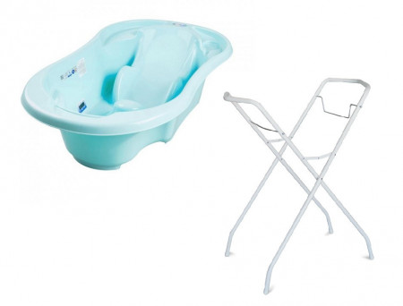 Set Cadita Bebe Cu Forma Anatomica TEGA Komfort Turcoaz Mat + Suport Metalic Tega Komfort