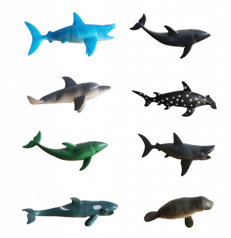 Set Figurine, Animale acvatice, 8 piese, diverse specii, multicolor