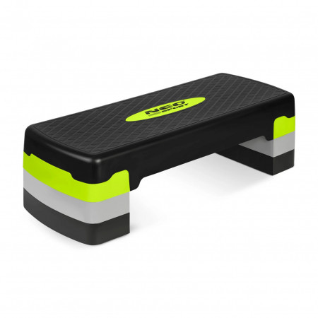 Stepper pentru exercitii, ajustabil, 3in1, sarcina maxima 200 kg, covoras pentru exercitii inclus, Neo-Sport, Verde