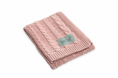 Patura tricotata din bumbac pentru copii, 80 x 100 cm, Tiny Star Powder Pink
