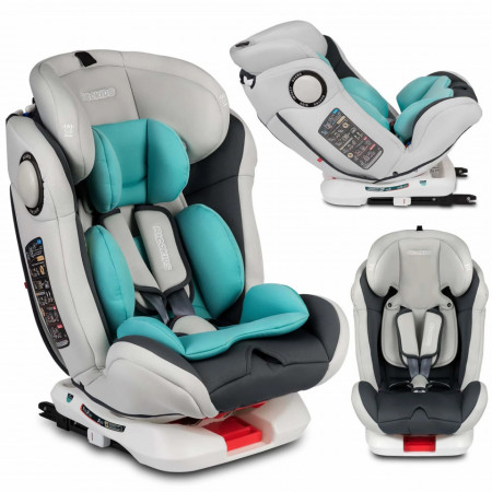 Scaun auto pentru copii, 0 - 36 kg, sistem isofix, rotatie 360 grade, de la nastere la 12 ani, Ricokids, Spinway Pro, Turquoise