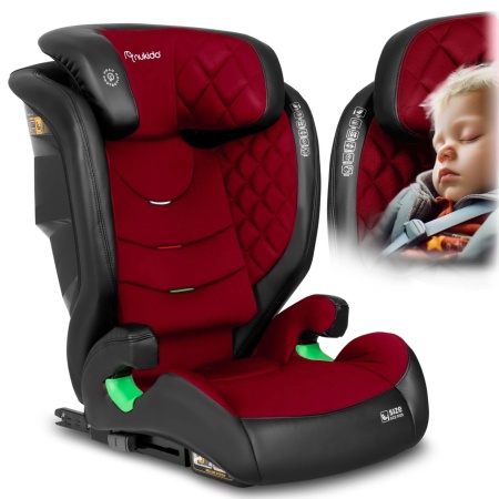 Scaun auto transformabil in inaltator pentru copii, inclinare reglabila, 2 grupe de varsta, 4 - 12 ani, 15-36 kg, inaltime 100 - 150 cm, tetiera reglabila, isofix, ECE R129, Nukido, Louis, Negru/Rosu
