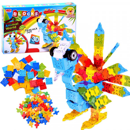 Set creativ de constructie, Lumea Animalelor, 3D, 227 de piese