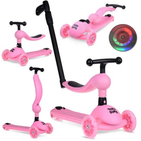 Trotineta cu 3 roti, pentru copii, roti cu lumini, ghidon reglabil, Tiny Bike, Roz, SP0783 ROSZ