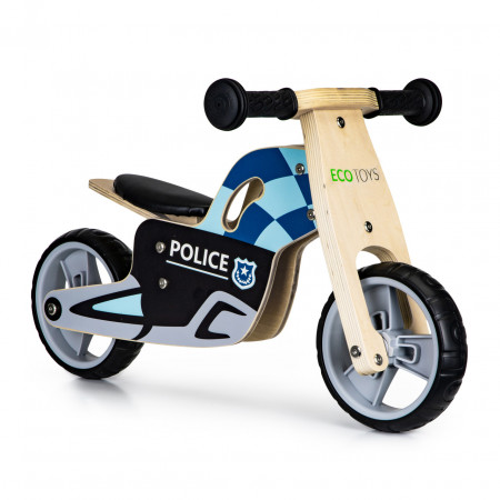 Bicicleta De Echilibru, cadru din lemn, max. 20 kg, Ecotoys, Motorbike Police