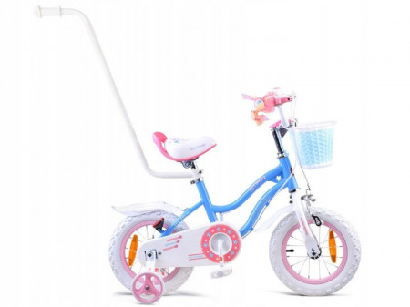 Bicicleta pentru copii, Royal Baby, Star Girl, 2 - 4 ani, cadru BMX-Type otel, roti aer 12 inch, sa reglabila, roti ajutatoare, Albastra