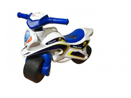 Motocicleta de impins pentru copii Police Music 0139/51 Alb Albastru