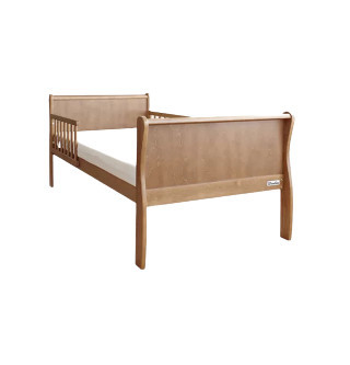 Patut pentru copii, din lemn masiv de Pin, 140 x 70 cm, protectii laterale incluse, Woodies Safe Dreams, Noble, Todler, Vintage