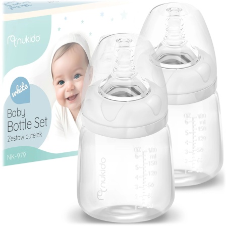 Set 2 Biberoane complete, Nukido, sticle 180 ml, tetine dinamice