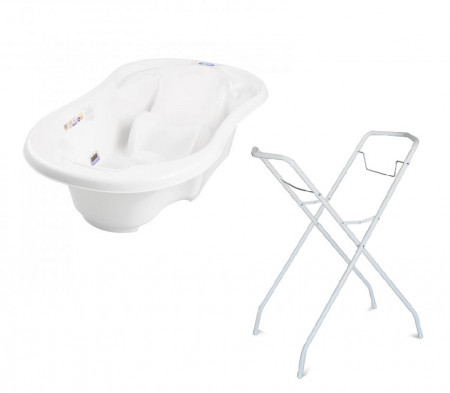 Set Cadita Bebe Cu Forma Anatomica TEGA Komfort Alb Mat + Suport Metalic Tega Komfort