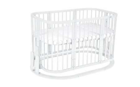 Set Patut Evolutiv pentru Copii, Multifunctional, 7in1, cu Sistem de Leganare, Saltele Incluse, Transformabil, Waldin, Alb