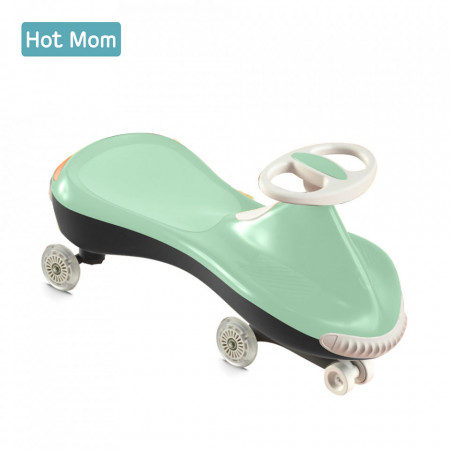 Masinuta pentru Copii, Hot Mom Wiggle cu Lumini, Silentioasa, fara baterii, motor sau pedale, confortabila si sigura, Verde